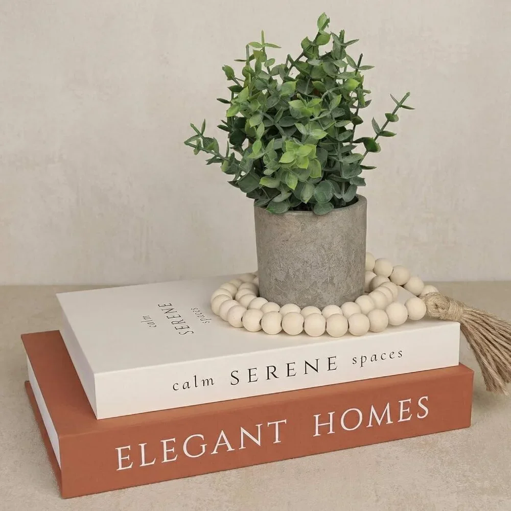 Decorative Brown Beige Books Set of 2 Faux Books Storage Box Modern Home Decor